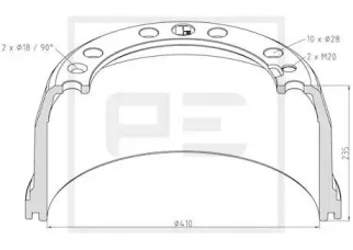 Тормозный барабан PE Automotive 146.136-00A