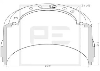 Тормозный барабан PE Automotive 146.171-00A