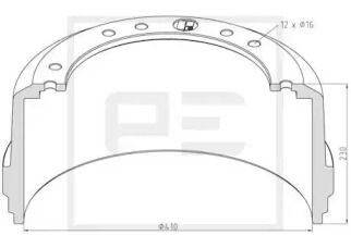 Тормозный барабан PE Automotive 146.172-00A