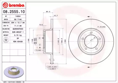 Тормозной диск BREMBO 08.2555.10