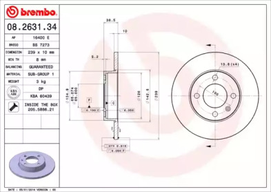 Тормозной диск BREMBO 08.2631.34