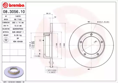 Тормозной диск BREMBO 08.3056.10