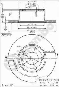 Тормозной диск BREMBO 08.3712.10