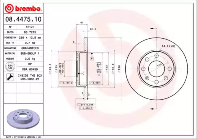 Тормозной диск BREMBO 08.4475.10