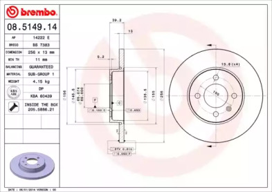 Тормозной диск BREMBO 08.5149.14