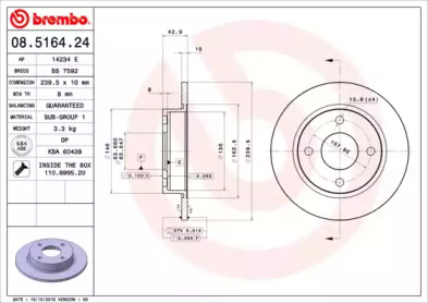 Тормозной диск BREMBO 08.5164.24