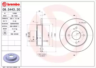 Тормозной диск BREMBO 08.5443.30