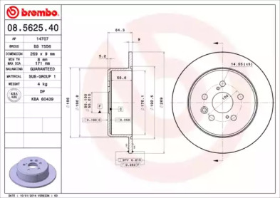 Тормозной диск BREMBO 08.5625.40