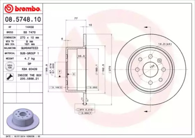 Тормозной диск BREMBO 08.5748.10