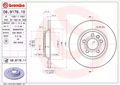 Тормозной диск BREMBO 08.9176.10