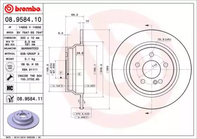 Тормозной диск BREMBO 08.9584.10