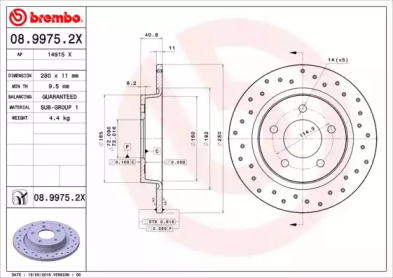 Тормозной диск BREMBO 08.9975.2X