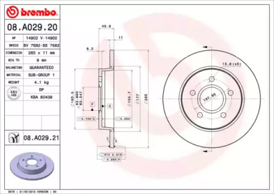 Тормозной диск BREMBO 08.A029.21