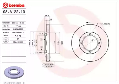 Тормозной диск BREMBO 08.A122.10