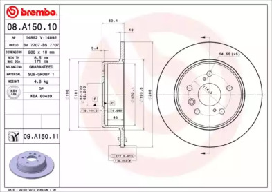 Тормозной диск BREMBO 08.A150.10