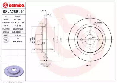 Тормозной диск BREMBO 08.A288.10