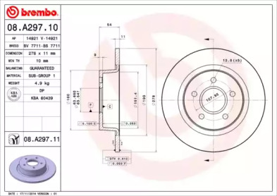 Тормозной диск BREMBO 08.A297.11