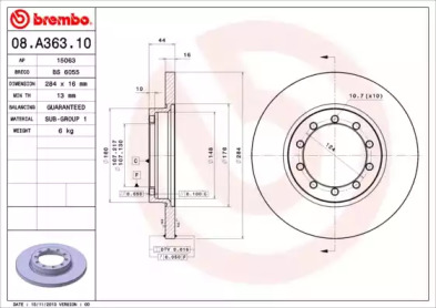 Тормозной диск BREMBO 08.A363.10