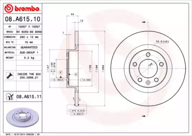 Тормозной диск BREMBO 08.A615.11