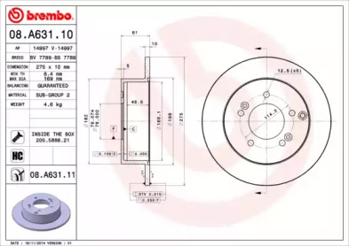 Тормозной диск BREMBO 08.A631.10