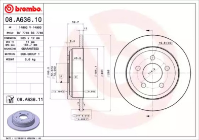 Тормозной диск BREMBO 08.A636.11