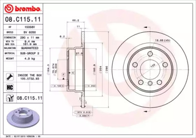 Тормозной диск BREMBO 08.C115.11