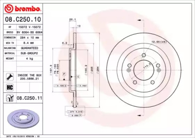 Тормозной диск BREMBO 08.C250.11