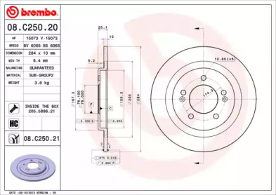 Тормозной диск BREMBO 08.C250.21