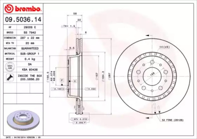 Тормозной диск BREMBO 09.5036.14