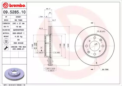 Тормозной диск BREMBO 09.5285.10