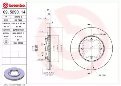 Тормозной диск BREMBO 09.5290.14