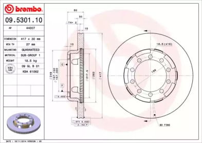 Тормозной диск BREMBO 09.5301.10