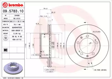 Тормозной диск BREMBO 09.5783.10