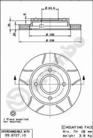 Тормозной диск BREMBO 09.6727.77