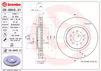 Тормозной диск BREMBO 09.6843.21