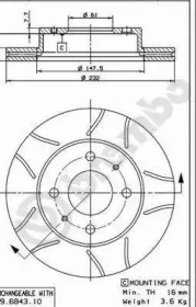 Тормозной диск BREMBO 09.6943.75