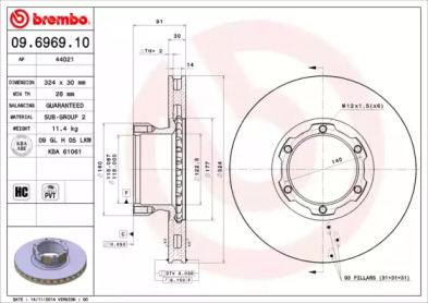 Тормозной диск BREMBO 09.6969.10