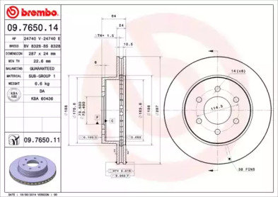 Тормозной диск BREMBO 09.7650.14