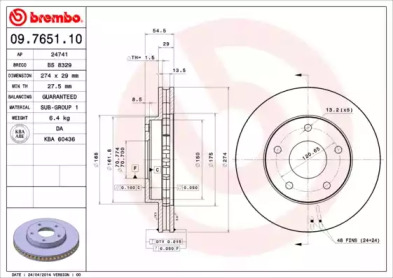 Тормозной диск BREMBO 09.7651.10