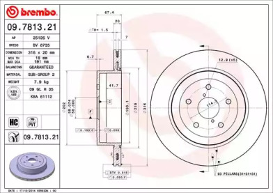 Тормозной диск BREMBO 09.7813.21