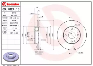 Тормозной диск BREMBO 09.7824.10