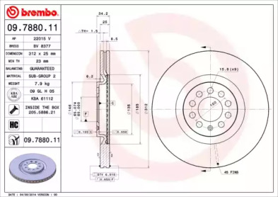 Тормозной диск BREMBO 09.7880.11