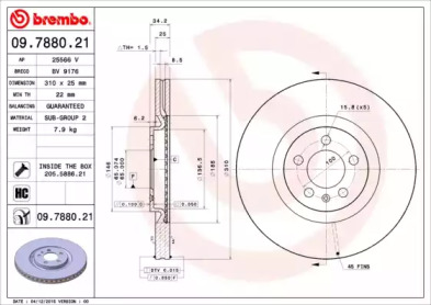 Тормозной диск BREMBO 09.7880.21