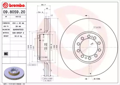 Тормозной диск BREMBO 09.8059.20