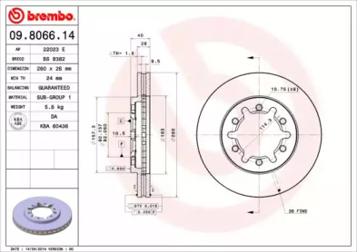 Тормозной диск BREMBO 09.8066.14