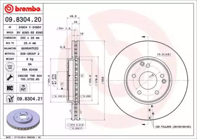 Тормозной диск BREMBO 09.8304.20