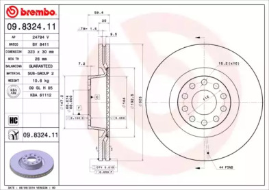 Тормозной диск BREMBO 09.8324.11