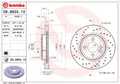 Тормозной диск BREMBO 09.8655.1X