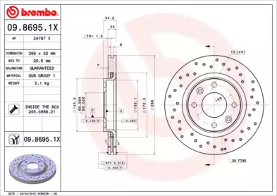 Тормозной диск BREMBO 09.8695.1X