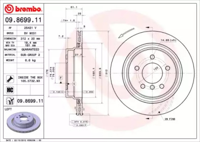 Тормозной диск BREMBO 09.8699.11